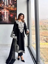 New latest Soft Nylon Organza Silk Black Top Palazzo With Dupatta For Women Wear