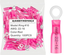 100Pcs 10 Red Marine Grade Heat Shrink Ring Connectors,22-16