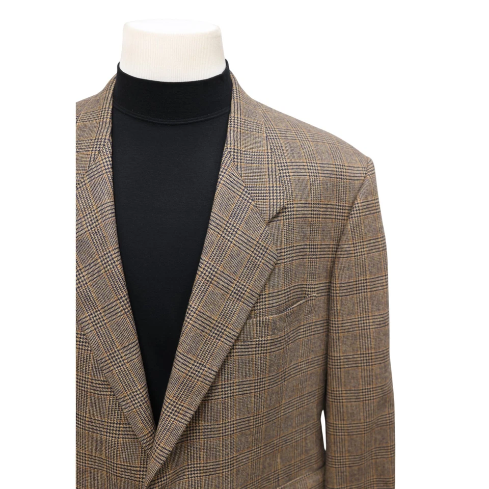 Винтажный корпоративный образ - TOM JAMES мужской коричневый клетку спортивное пальто куртка blazer 46 R - Изображение 3 из 4