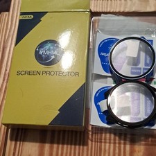 YMHML Smart Watch Screen Protector Black Round Glass 2-Pack for Smart Watches