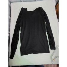 Black Lace Sleeve Top Women s Small Long Sleeve Blouse