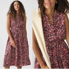 Faherty Isha Midi Dress Rose Desert Bloom Floral XS Extra Small Linen Blend