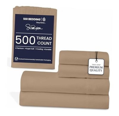 SGI 500 Thread Count 100% Supima Cotton Sheet Set   Ultra Queen 10 - Taupe