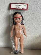 Native American Indian Girl Doll Plastic 13" Vintage 3045 Fiber Craft Doll