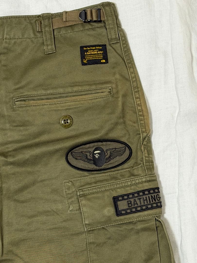 A BATHING APE Cotton Cargo Half Pants Khaki M BA0226181 thumbnail 11