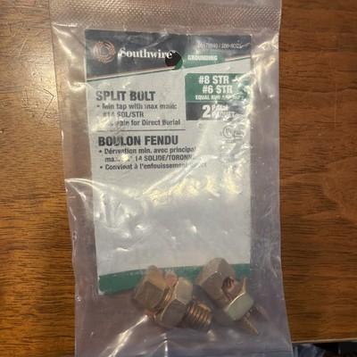 Southwire 65178840 Grounding Copper Alloy Split Bolt #8-#6 STR Equal Run&Tap 2pk