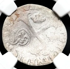 American Colonies. Billon 15 Deniers, Lis C/S, Edict of 1640, NGC Fine, C/S: UNC