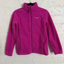 Columbia Girls Jacket L 14/16 Pink Full Zip Fleece Long Sleeve Mock Neck BO2
