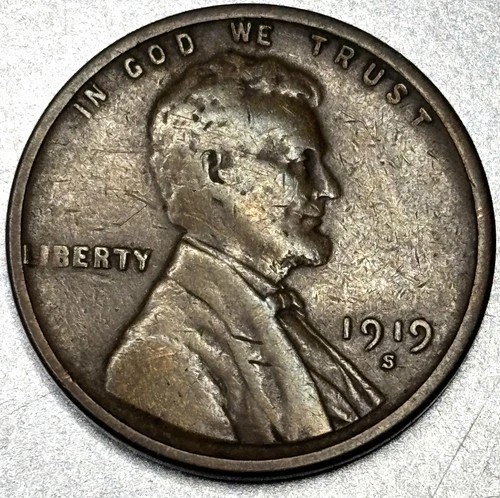 1919-S Lincoln Wheat Cent Penny 1c ~ VG Very Good Condition Early Date~ 1136