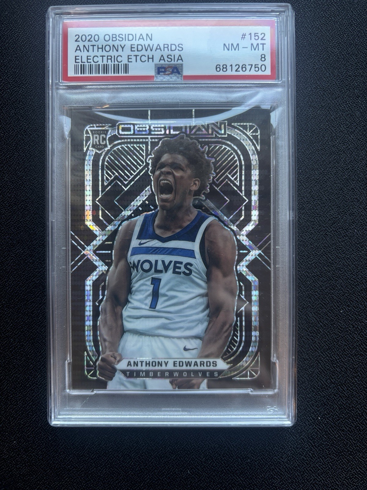 2020-21 Panini Obsidian - Anthony Edwards #152 Electric Etch Asia (RC) PSA 8