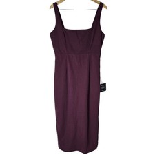 Lulus Vibrant Allure Plum Square Neck Bodycon Midi Dress CD3727 Purple Size L