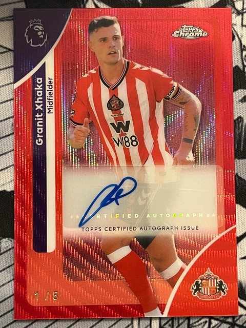 Topps Chrome Premier League 2026 Granit Xhaka Auto /5 Red Wave