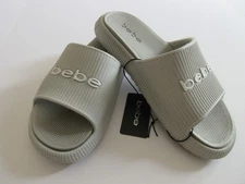 Bebe Comfort Casual Slide Light Gray Multi With Bebe Logo Various Sizes New