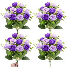 40 Heads Fake Roses Artificial Flowers for Outdoors Summer Decor,