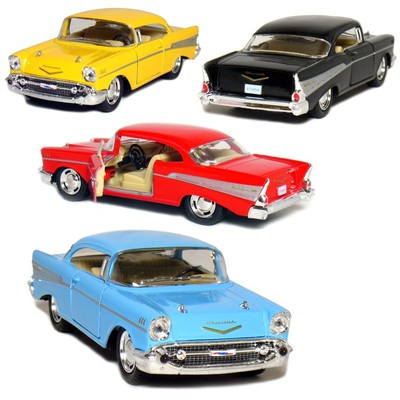 KiNSMART 1957 Bel Air Coupe Set Of 4, 1:40 Scale, Die Cast Metal, Black, 5 In...