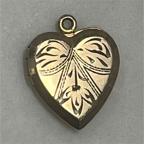 Antique 12kt Engraved Heart Locket -floral engraved Pendant