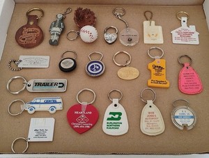 Lot of 20 Random Vintage Key Chains 1960s Through 1990s Assortment! READ!