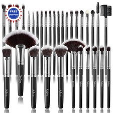 Makeup Brush Set 32 Piece Professional Cosmetics Kit SOLVE Pieces Brushes Wooden