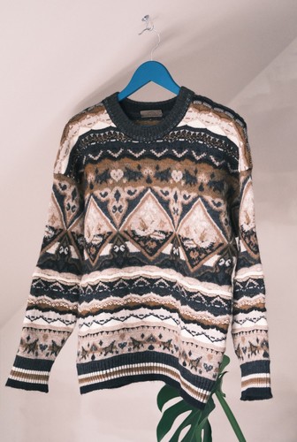 Bogner Vintage Men's Brown Wool Kidmohair Alpaca Knitted Sweater Size 50