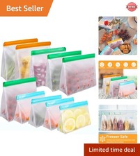 Eco-Friendly Reusable Food Storage Bags 10 Pack - 2 Gallon, Leakproof Design