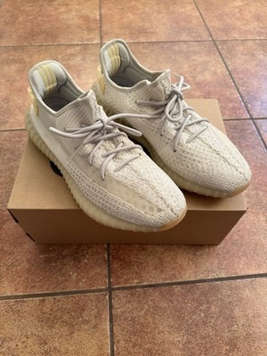adidas Yeezy Boost 350 V2 Light Men's White Low Top Lace-Up Sneakers Rubber