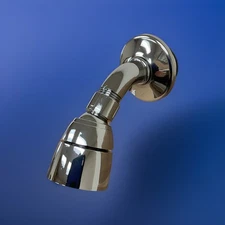 Simple Chrome plated plastic adjustable shower head, elbow, escutcheon & nuts