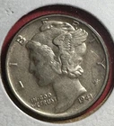 1941 US Mercury SILVER Dime "Philadelphia" Mint! XF! WW2! Old US Coin!