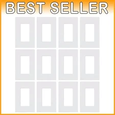 Outlet Cover Plate, Screwless Design, Gloss White, 12 Pack