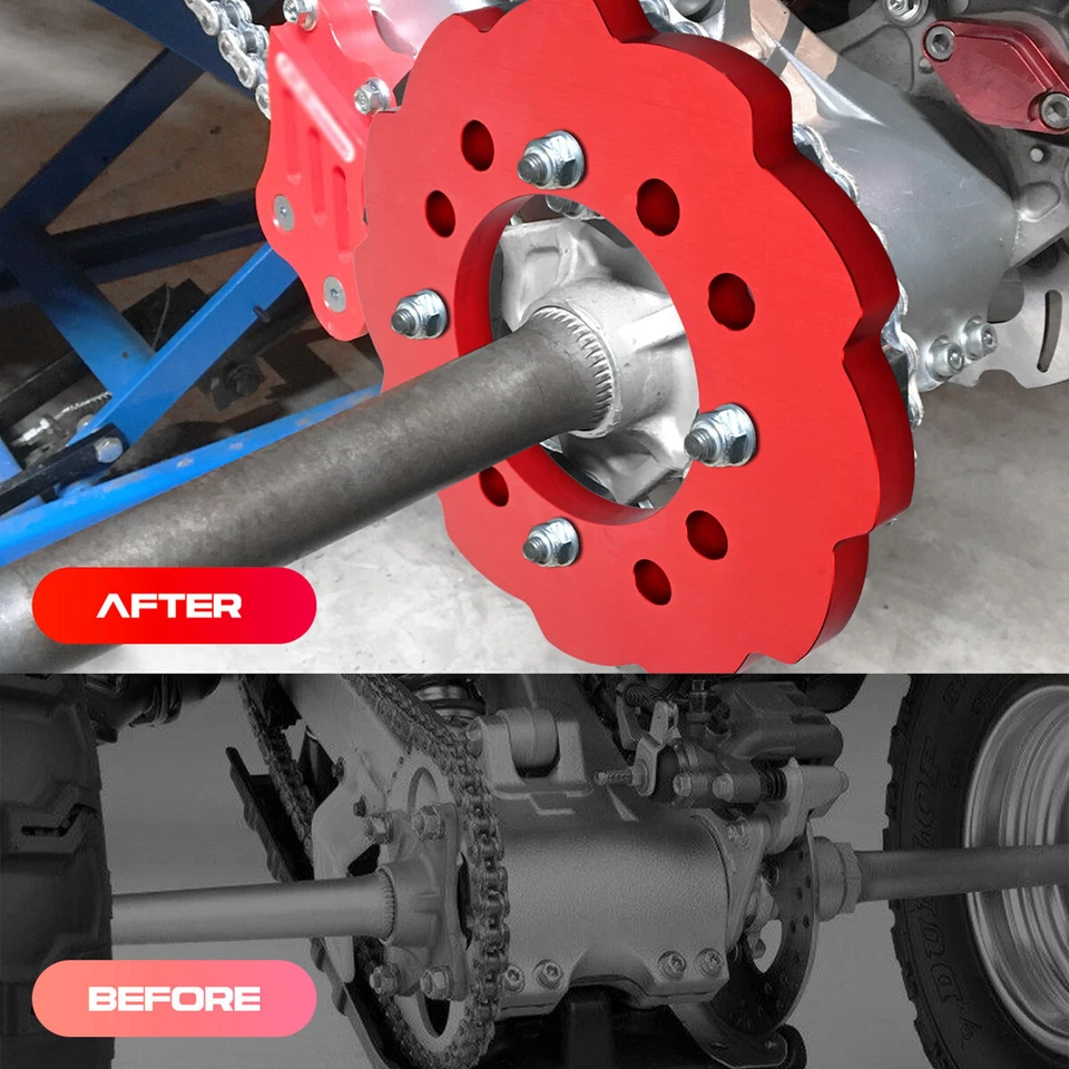 Rear Sprocket Guard Aluminum Red For Honda TRX250 TRX300 TRX400X TRX450R 2x4 4x4 Foto 2 de 4