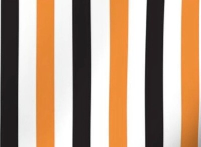 Loops & Threads Fabric, 1 Yard Precut 36'' x 44'', Orange, White and Black Stripes