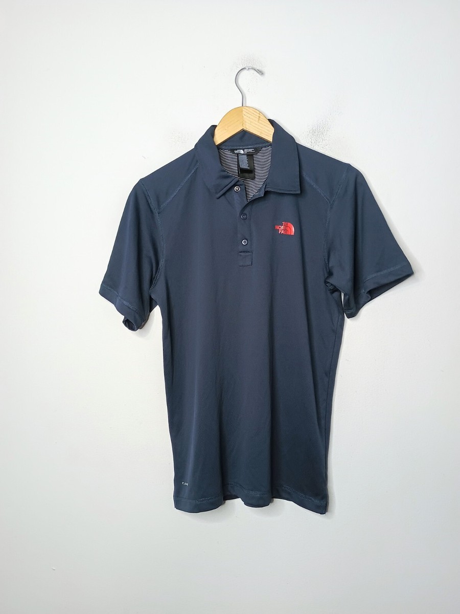 EUC! The North Face Flashdry Short Sleeve Polo Shirt Blue