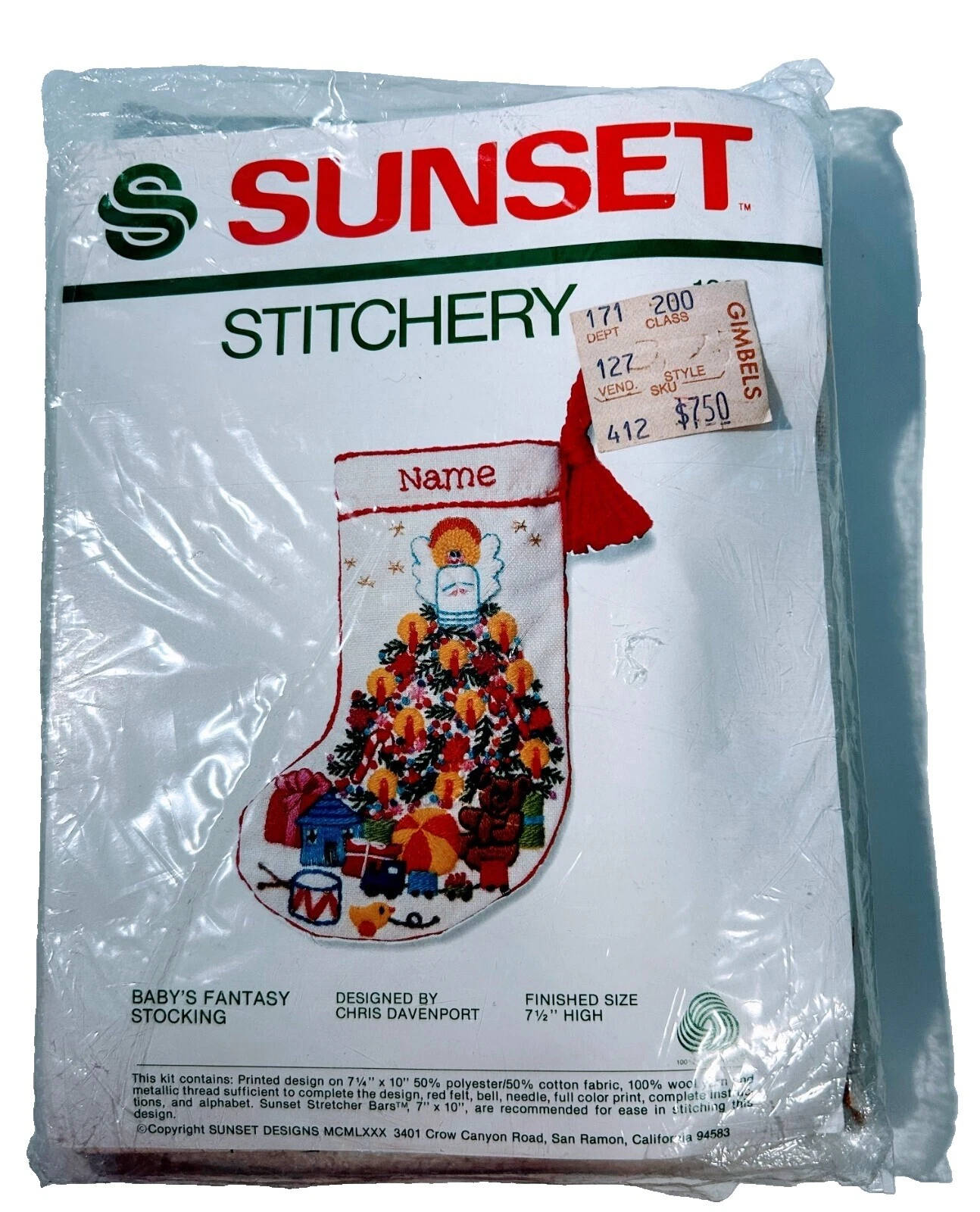 Sunset Stitchery Holiday/Christmas Crewel Embroidery