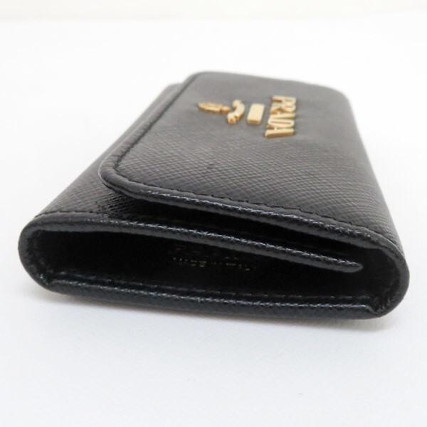 【PRADA】1PG222 キーケース Key Case (Nylon x Saffiano) PRADA Saffiano 6-row key case 1PG222 black with gold-colored