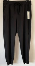 NWT WOMENS RACHEL ZOE RELAXED FIT MID RISE STRETCH JOGGER PANTS BLACK SIZE LARGE