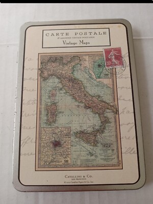 Cavallini Vintage World Map Carte Postale, 18 postcards