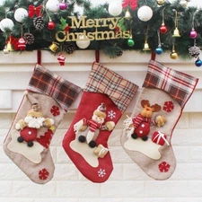 3pcs Christmas decoration supplies New Year Santa Claus hristmas socks gift bag