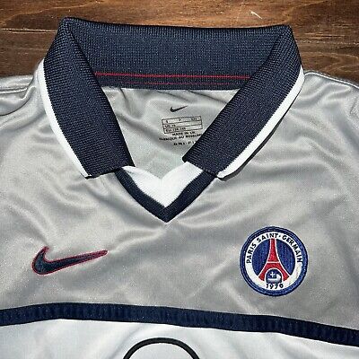 Vtg 90s Youth Nike Opel Paris Saint Germain Soccer Silver Vtg 90s Youth Nike Opel Paris Saint Germain Soccer Silver