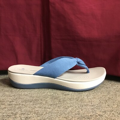 New Women’s Clarks 26149147 Blue Splash Arla Glison Flip Flops Size 10  Medium