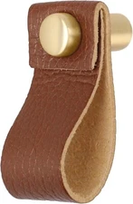  10 Pack Gold Cabinet Knobs Drawer Knobs, Leather knobs(10Pack) Brushed Brass