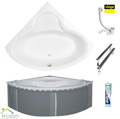 Badewanne Bala Eckbadewanne Wanne 120 130 140 Wannenträger Siphon Viega GRATIS