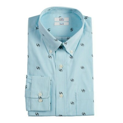 *NEW* Croft & Barrow **Horseshoe Print** Men's Dress Shirt - 16.5 34/35 Slim Fit