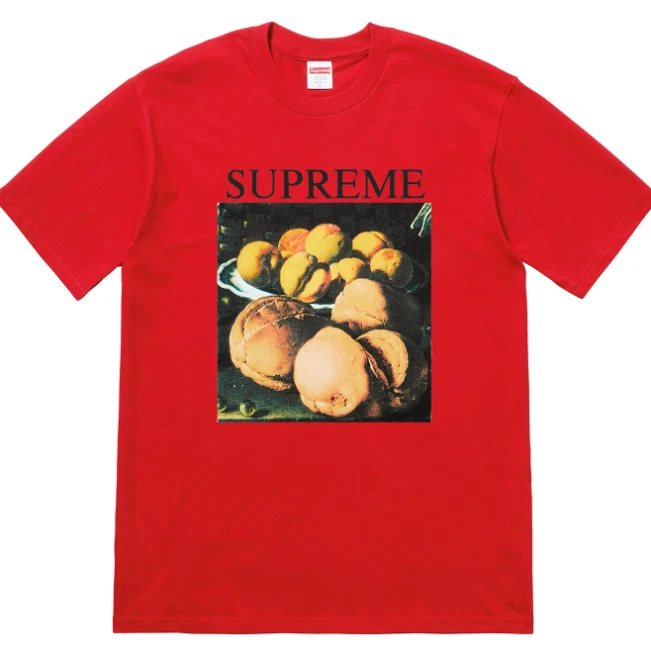 T shirt SUPREME homme grand rouge STILL LIFE TEE manches courtes logo épelé FW17