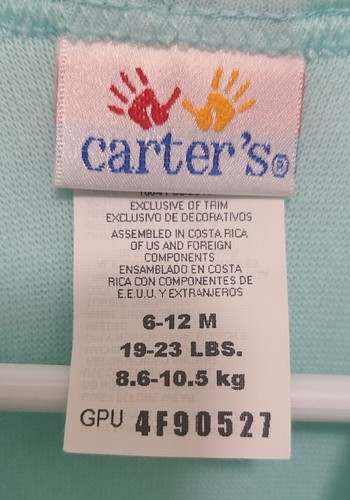 NEW Vtg Carters One Piece Sleeper Footie Pajama Blue Fleece Fuzzy Bunny Sz 6-12M - 第 9/12 張圖片