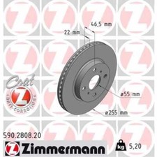 ZIMMERMANN 2x Bremsscheibe vorne Ø255 mm Innenbelüftet für Toyota Yaris _P9_