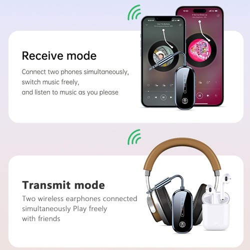 Transmetteur Bluetooth 2 en 1 Avion, Adaptateur Bluetooth 5.4 Avion Sans Fil - - Photo 14/14