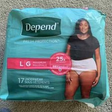 Depend Fresh Protection Women's Underwear Size Large 17 count NEW 