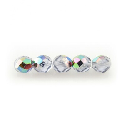 Alexandrite Vitrail - 25 8mm Round Faceted Czech Glass Fire Polish Beads