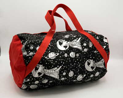 Vintage Stride Rite Metallic Silver Space Shuttle Planets Kids Small Duffel Bag