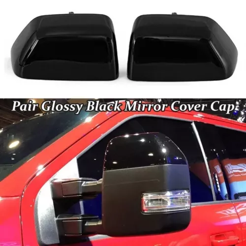 Black Mirror Cover Cap Set LH & RH For 2017-2022 Ford Super Duty F250 F350 F450