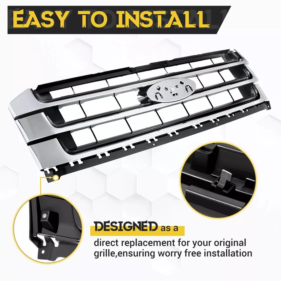 Parachoques delantero cromado parrilla superior ABS para Ford Expedition 2015 2016 2017 Foto 4 de 4